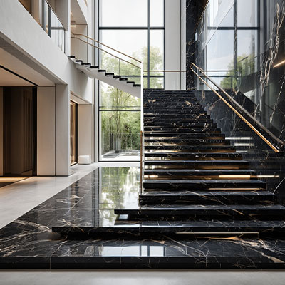 سنگ پله مرمریت مشکی نجف آباد